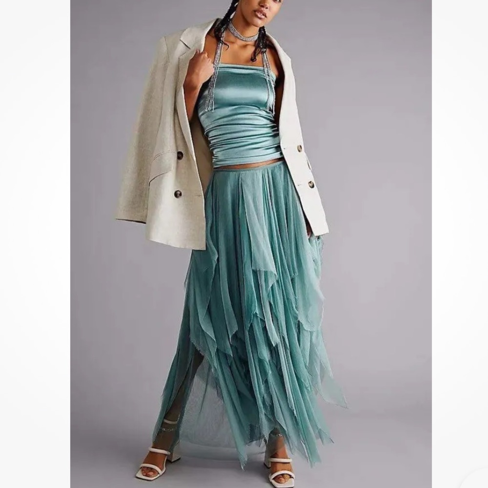 BRENDA KNIGHT x FREE PEOPLE Ballerina Skirt NEW Size XL Green Very Rare